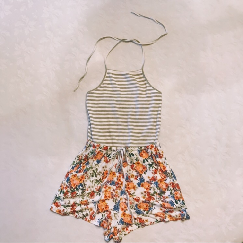 MinkPink mixed mixed pattern halter top romper